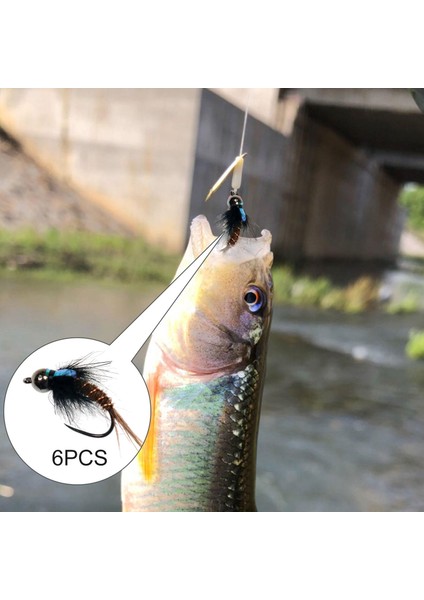 6 Adet # 8 # 10 # 12 Fly Balıkçılık Flies Bait Lure Tungsten Boncuk Başkanı Balıkçılık Cazibesi 16 (Yurt Dışından) indirimleri