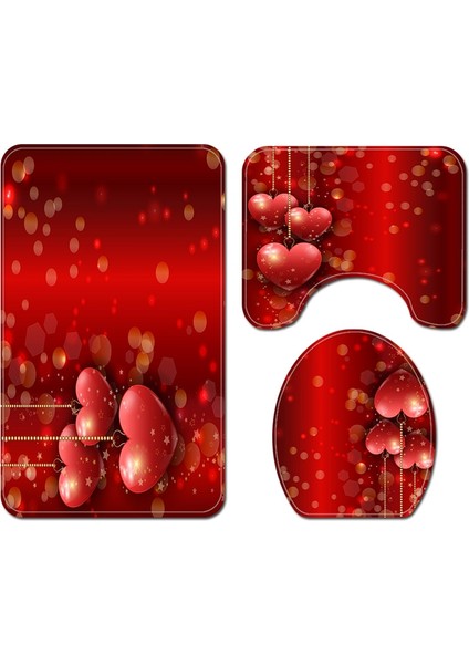 3 Adet Banyo Duş Perdesi Su Geçirmez Banyo Perdesi Seti Tuvalet Örtüsü Mat Kaymaz Banyo Halısı(Yurt Dışından)