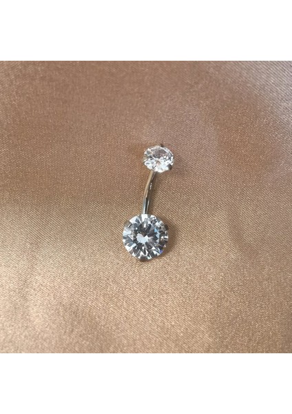 Cerrahi Çelik Zirkon Taşlı Piercing- Bar Uzunluğu 10 mm - 1 Adet