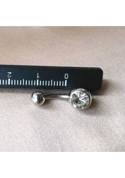 Cerrahi Çelik Zirkon Taşlı Piercing - Bar Uzunluğu 8 Mm-1 Adet