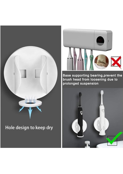3 Adet Banyo Düzenleyici Elektrikli Diş Fırçası Tutacağı - Beyaz (Yurt Dışından)
