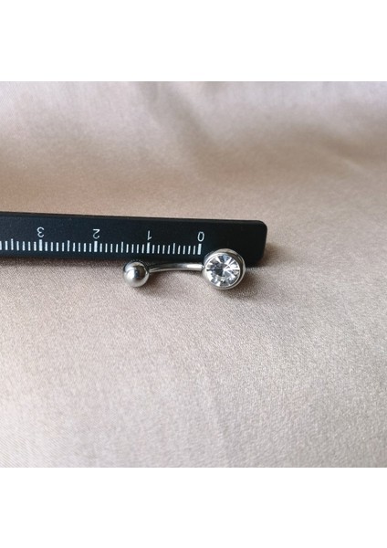 Cerrahi Çelik Zirkon Taşlı Piercing-Bar Uzunluğu 10mm-1 Adet