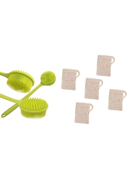 1x Sırt Fırçası, Silikon Vücut Fırçası Çift Taraflı Fırça, Uzun Sap ve 5 Adet x Sabun Torbası, Pamuklu ve Keten Sabun Torbaları(Yurt Dışından)