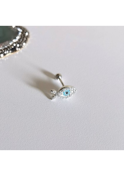 925 Ayar Gümüş Balık Piercing/küpe-Bar Uzunluğu 6mm- 1 Ad.