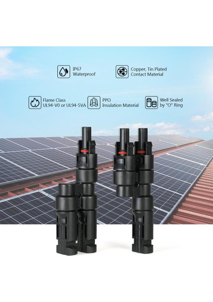 Çift Y Şubesi Mc4 Konnektör Güneş Enerjisi Panel Adaptörü 1 Erkek - 2 Dişi(Mff) ve 1 Dişi - 2 Erkek(Fmm) fiyatları
