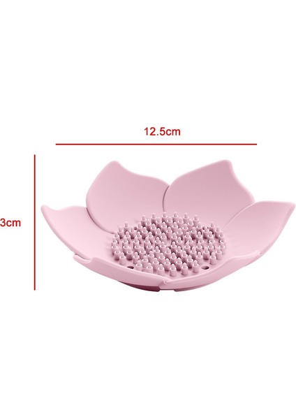 2ADET Boşaltma Sabunluk Sabunluk Plaka Lotus Şekli Silikon Kutu Tutacağı Taşınabilir Sabunluklar - Pembe & Beyaz