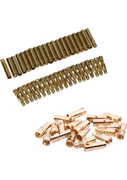 30 Çift Altın Ton Metal Rc Muz Bullet Fiş Konnektör Erkek Dişi 4mm ve 3.5mm