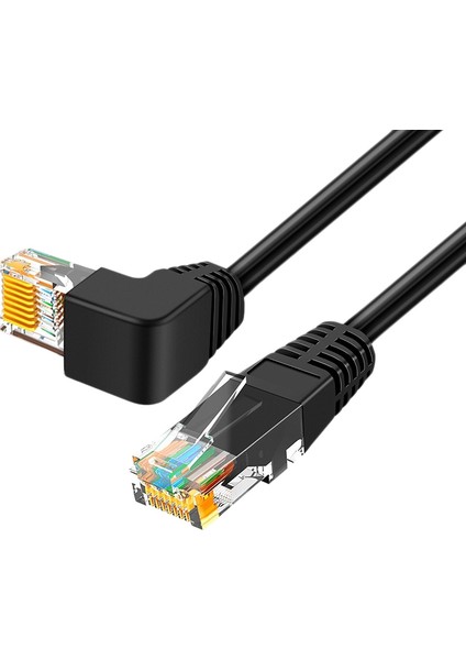 Ce-Lınk Kablosu 26AWG Cat6 Utp Yan Açılı L Şekli Yama Kablosu Şekli Ethernet Kablosu Gigabit Cat6 Dirsek Yukarıya Büküm 2 Metre Uzunluğu