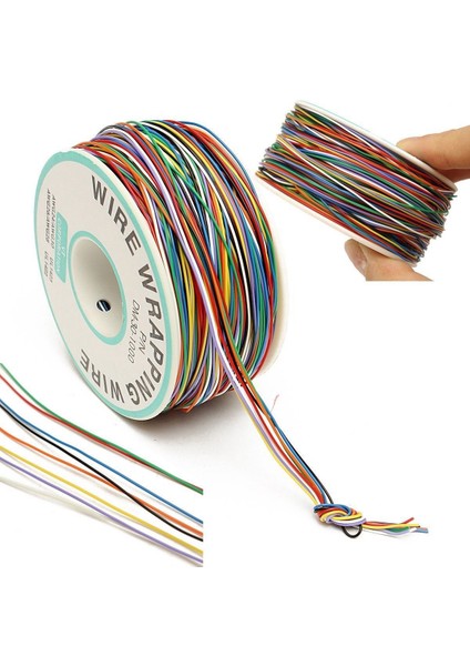 250M 8 Telli Renkli Yalıtımlı P/n B-30-1000 30AWG Tel Sarma Kablo Sargısı