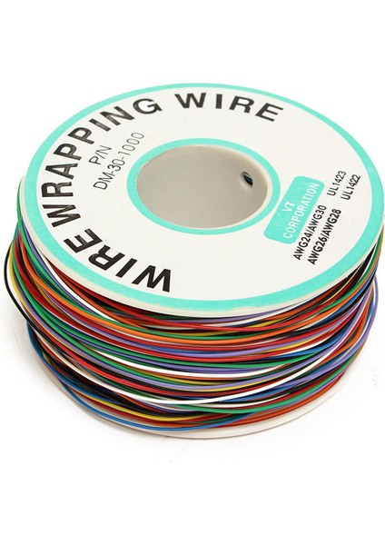250M 8 Telli Renkli Yalıtımlı P/n B-30-1000 30AWG Tel Sarma Kablo Sargısı