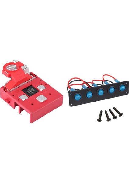 Adet 32V 400A Araba Hızlı Bırakma Sigortalı Pil Dağıtım Terminali ve 1 Adet 5 Gang 3 Pin Rocker LED Anahtar Paneli