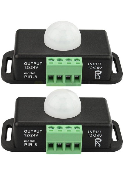2 x Dc 12V/24V 8A Gövde Kızılötesi Pır Hareket Sensörü Anahtarı LED Işık Şeridi Otomatik, Siyah