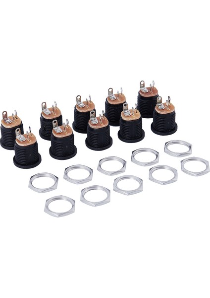 10 Adet 3-Terminal Lehimleme 2.1mm x 5.5mm Dişi Güç Jakı Dc Soket ve 50X Maça Elektrik Sıkma Konnektör Terminalleri - Kırmızı 2.8mm Dişi