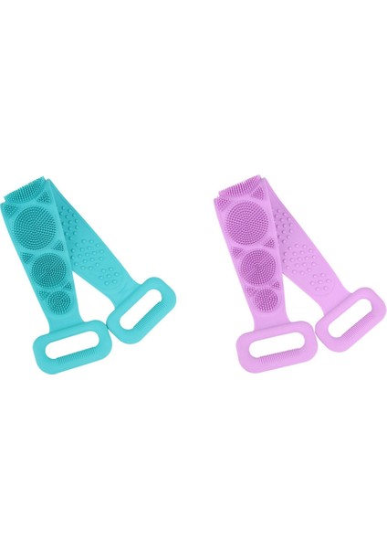 2 Adet Banyo Vücut Fırçası, Peeling Uzun Silikonlu Sırt Scrubber, Temizlemesi Kolay, Iyi Köpürüyor, Çevre Dostu, Yeşil ve Mor