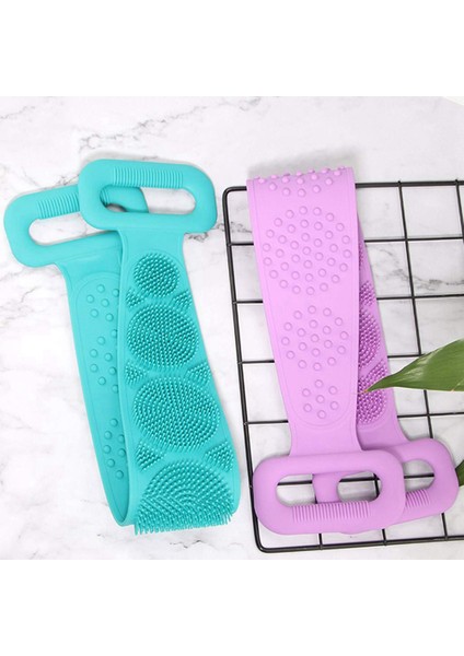 2 Adet Banyo Vücut Fırçası, Peeling Uzun Silikonlu Sırt Scrubber, Temizlemesi Kolay, Iyi Köpürüyor, Çevre Dostu, Yeşil ve Mor fırsatları