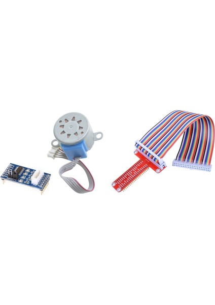 Step Motor Dc 5V 28BYJ-48 + ULN2003 Step Motor Sürücü Modülü Arduino ve Rpi Gpıo Için Breakout Genişletme Kartı + Şerit Kablo + Montajlı T Tipi Adaptör 20CM FC40 40PIN