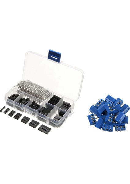 310 Adet 2.54MM Erkek + Dişi Dupont Tel Jumper ve 20 Adet Vidalı Terminal Bloğu ile Başlık Konnektör Konut Kiti