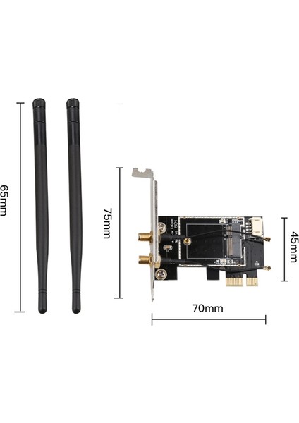 Pcı-E X1 - M.2 Ngff E-Key Wifi Kablosuz Ağ Adaptörü Dönüştürücü Kartı, Masaüstü Bilgisayar Için Bluetooth'lu