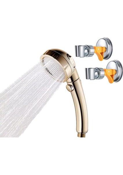 Banyo 3 Fonksiyonlu Abs Krom Anahtarlı Duş Başlığı ve 2'li Paket Ayarlanabilir Duş Başlığı Tutacağı Banyo Vantuzu
