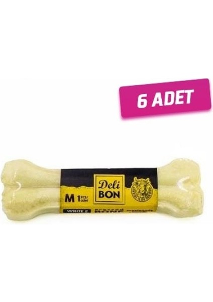 Deri Beyaz Pres Kemik M 15 cm 6'lı