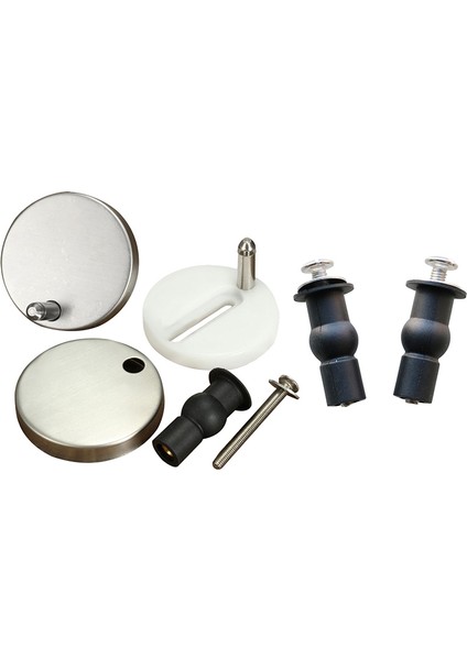 2 Adet Klozet Kapağı Vidaları Üst Sabitleme Menteşe Paketi ve 2x Klozet Kapağı Menteşe Deliği Bağlantı Elemanları Kuyu Somunu Vida Kauçuk Duvara Geri Dön