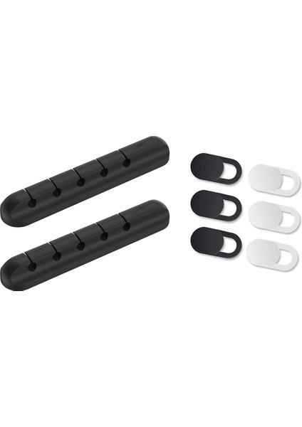 2 Adet Masaüstü Şarj USB Veri Kablosu Düzenleyici 5-Port ve 6 Adet Web Kamerası Kapağı Slayt Gizlilik Güvenlik Etiketi Koruyun