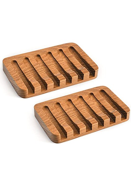 Banyo/duş Için 2 Adet Ahşap Sabunluklar, Kendinden Boşaltma Tepsisi ile Bar Sabunluk, Doğal Şelale Drenaj Sabun Tasarrufu