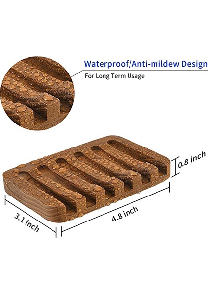 Banyo/duş Için 2 Adet Ahşap Sabunluklar, Kendinden Boşaltma Tepsisi ile Bar Sabunluk, Doğal Şelale Drenaj Sabun Tasarrufu fiyatları