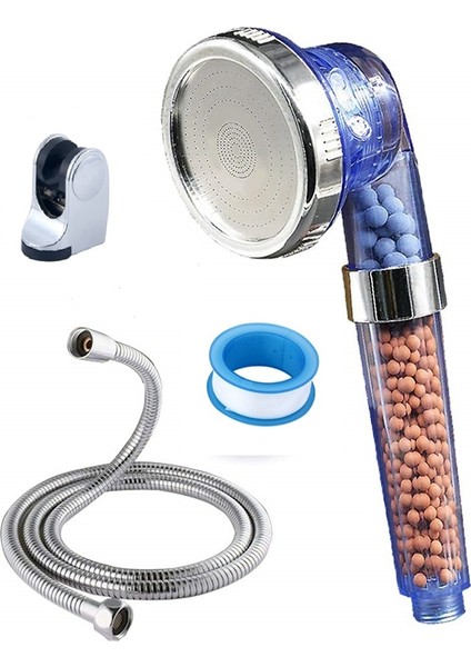 4 Ayak Hortumlu Iyonik Filtre Duş Başlığı Yüksek Basınçlı Su Tasarrufu 3 Mod Negatif Iyon El Tipi Enerji Topu Duş Seti Duş Başlığı Bileşenleri(Yurt Dışından)