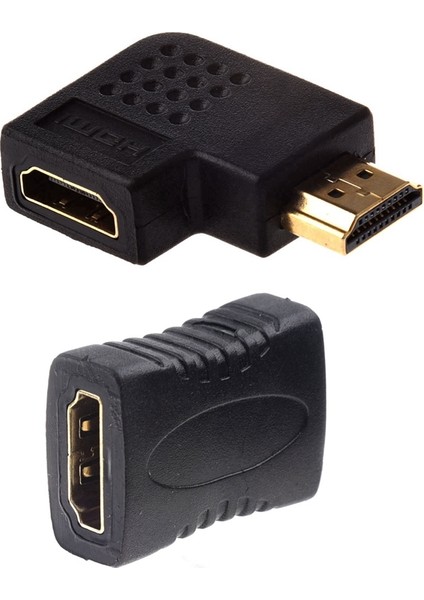 1 Adet Aurum Serisi HDMI Dişi/dişi Bağlayıcı ve 1 Adet HDMI Erkek - HDMI Dişi Dik Açı Bağlantı Noktası Adaptörü