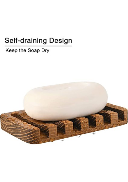 Banyo/duş Için 2 Adet Ahşap Sabunluklar, Kendinden Boşaltma Tepsisi ile Bar Sabunluk, Doğal Şelale Drenaj Sabun Tasarrufu fırsatları