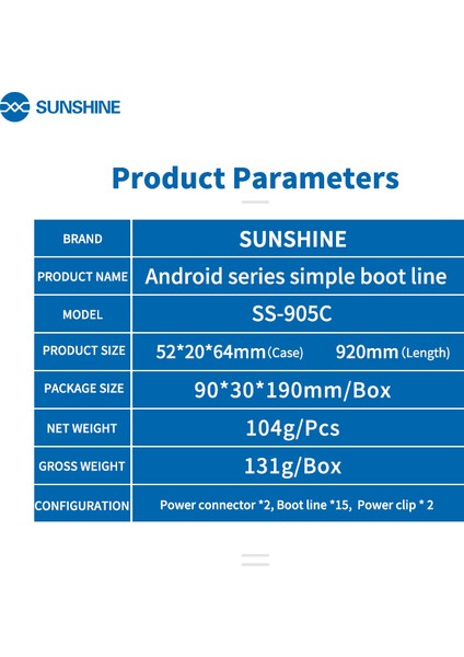 Sunshıne Android Güç Test Hattı Android Serisi Özel Önyükleme Hattı Güç Kablosu fırsatları