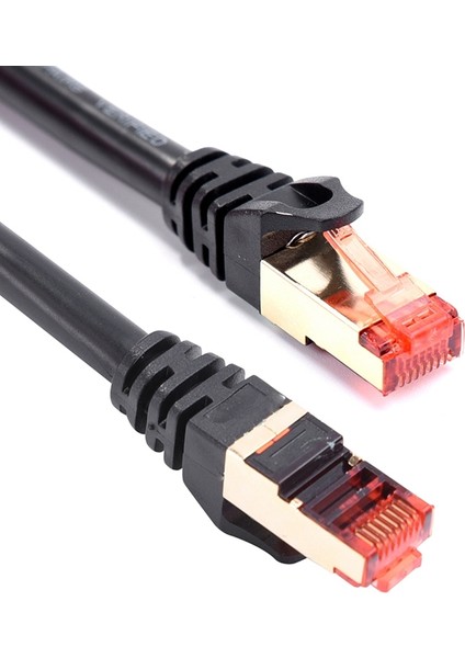 10 Metre Cat7 Ethernet Kablosu Kırmızı Başlıklı Ağ Kablosu Lan Kablosu Stp RJ45 Ağ Kablosu