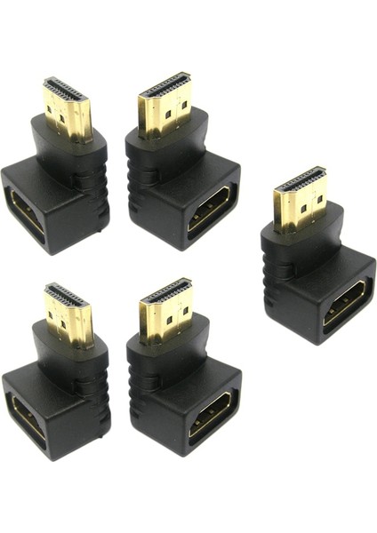 5 Paket HDMI 90 Derece Sağ Açı Adaptörü Altın Kaplama HDMI Erkek - Dişi Konnektör U Stick, Ps4, Ps3 Için 3D 1080P HDMI Genişleticiyi Destekler