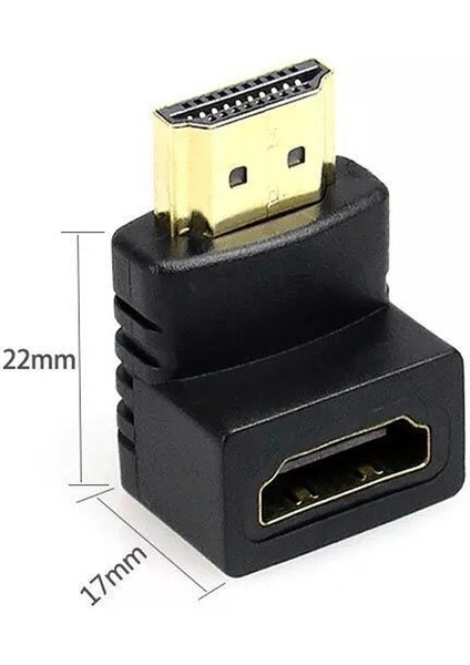 5 Paket HDMI 90 Derece Sağ Açı Adaptörü Altın Kaplama HDMI Erkek - Dişi Konnektör U Stick, Ps4, Ps3 Için 3D 1080P HDMI Genişleticiyi Destekler