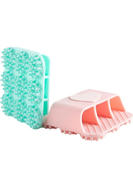 2 Adet Peeling Banyo Duş Scrubber Banyo Puf Şampuan Derisi Yumuşak Silikon Vücut Fırçası Baş Masaj Fırçası