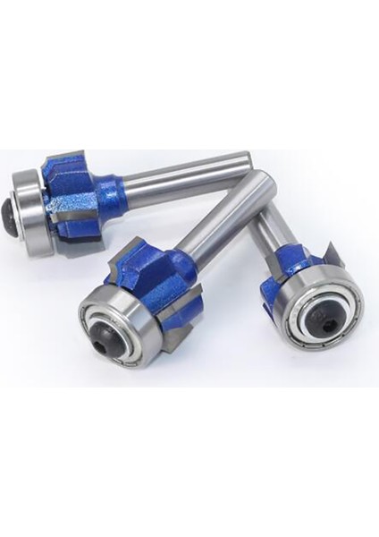 Quanbu 2020 8mm Shank Ağaç Işleme Freze R1MM R2MM R3MM Kırpma Bıçağı Kenar Düzeltici 4 Diş Ahşap Freze Ucu 3 Adet