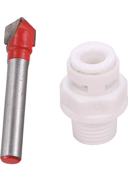 Eıtgzwas 1Adet 1/4 x 3/8 Inç V Tipi Yerleştirme Yuvası Kesici Freze Uçları Ve 5 Adet Push Fit Tüp 1/4 Inç Diş Dokunun Erkek Hızlı Bağlantı Seti - Kırmızı (Yurt Dışından)