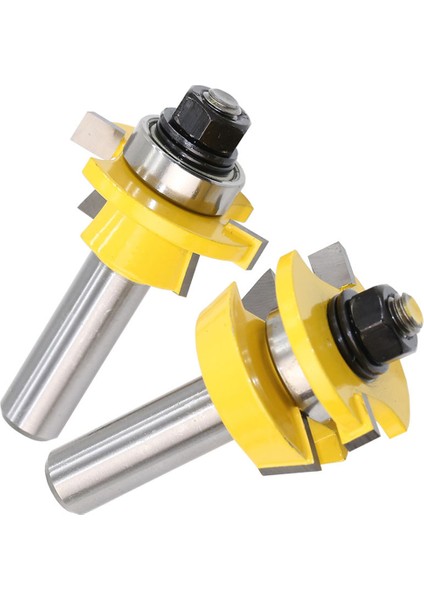 2 Adet 1/2 Inç Shank Dil Oluk Yönlendirici Bit Seti T-Şekilli Ahşap Freze Kesici