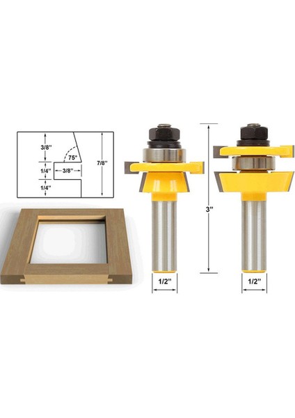 2 Adet 1/2 Inç Shank Dil Oluk Yönlendirici Bit Seti T-Şekilli Ahşap Freze Kesici modelleri