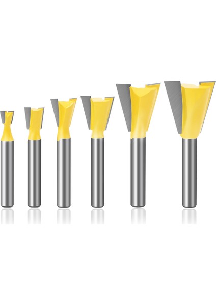 6 Adet 6mm Shank Kırlangıç Ortak Freze Uçları Seti 14 Derece Ağaç Işleme Gravür Ucu Freze Ahşap Için