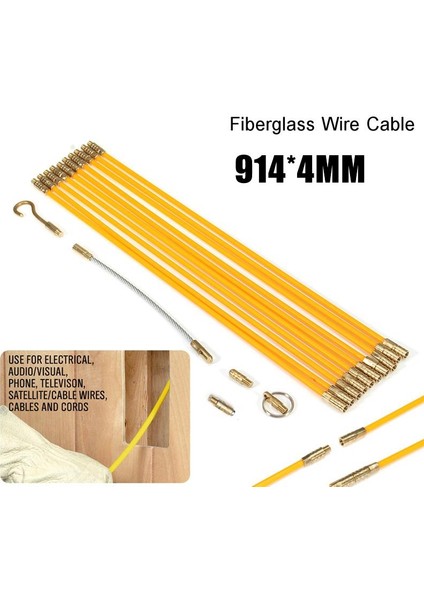 30FT Fiberglas Çalışan Tel Kablo Koaksiyel Elektrikli Balık Teyp Çekme Kiti Yeni fiyatları