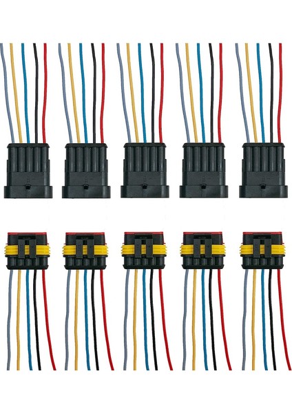 10 Takım 5-Pin Su Geçirmez Kablo Bağlantı Fişi, Otomobil Kablo Bağlantı Fişi, Telli Awg Deniz Ekipmanları