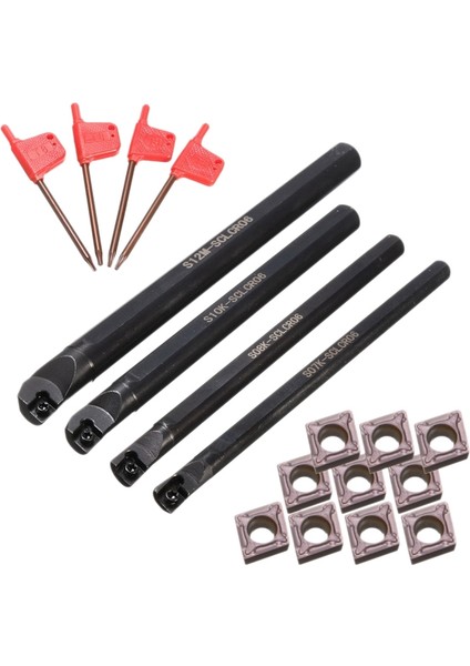 4 Takım 7/8/10/12MM Torna Torna Çubuğu Torna Takım Tutucu 10 Adet 0602 Karbür Uç S Torna Torna Makinesi Için