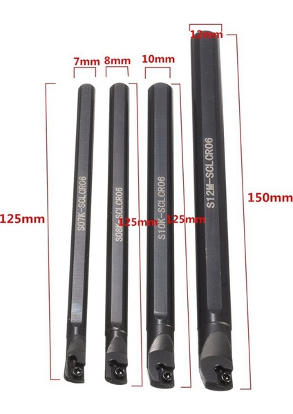 4 Takım 7/8/10/12MM Torna Torna Çubuğu Torna Takım Tutucu 10 Adet 0602 Karbür Uç S Torna Torna Makinesi Için