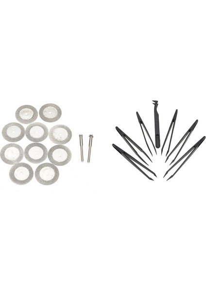 Adet Siyah Plastik Antistatik Düz Tabanlı Üst Uç Cımbız El Aletleri Seti ve 10 Adet 16MM Elmas Kesilmiş Disk Tekerlek Döner Kesme Aletleri, Iki Mandrel Arbors ile fiyatları