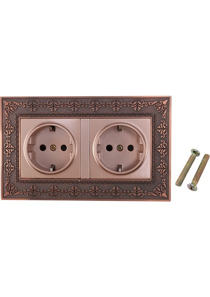Çift Ab Standart Güç Soketi Kabartma Retro Panel Elektrik Çıkışı Duvar Şarj Cihazı Çıkış Soketi Şarj Eu Fişi
