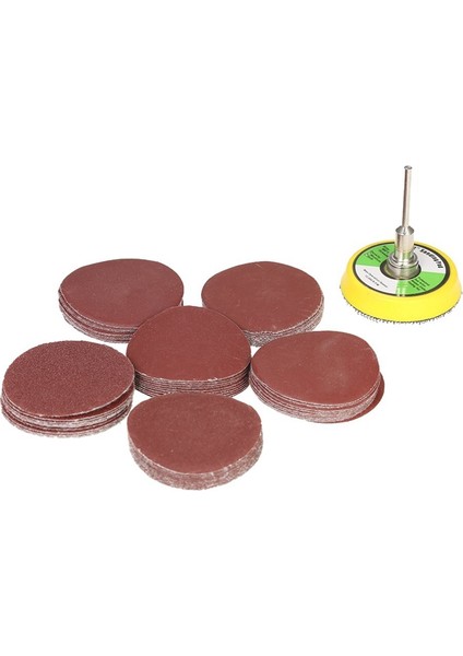 60 Adet Zımpara Kağıdı Zımpara Diski, 50MM Parlatma Pedi Adaptörlü, Irmik Taşlama Pedi Kum Kağıdı, Boyut 100, 240, 600, 800, 1000, 2000 Dremel