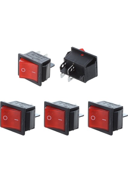 2 Adet Kcd4 Dpst On-Off 4 Pinli Rocker Boat Switch 15A/20A & 3 Adet Red Light 4 Pin Dpst On-Off Snap In Boat Rocker Switch