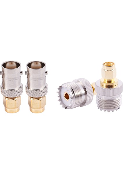 2x Sma Erkek - Uhf Dişi SO239 SO-239 Jumper Fiş Rf Adaptörü PL-259 Aurum ve 2 Adet Sma Erkek - Bnc Dişi Rf Adaptörü